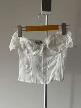 Princess Polly White Off-Shoulder Corset Crop Top